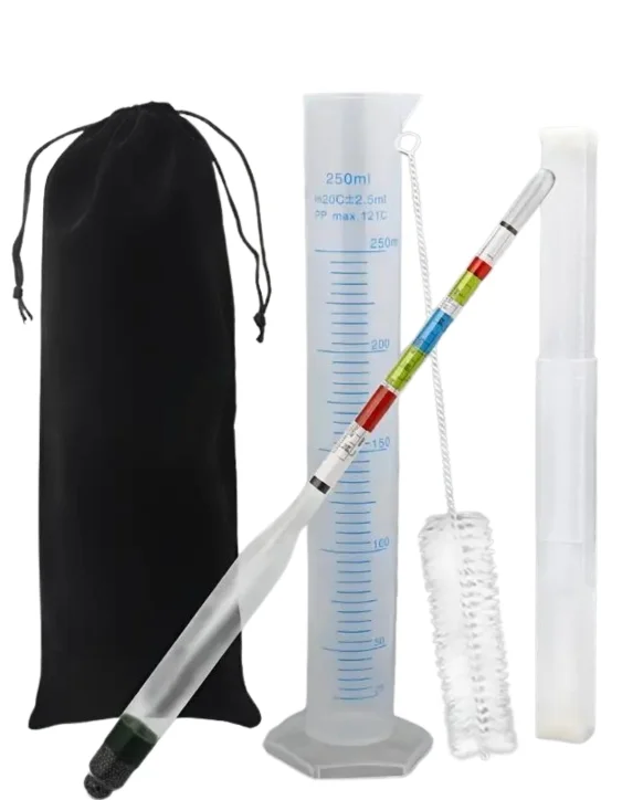 Hidrómetro con probeta y escobilla densímetro