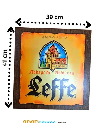 Cartel Leffe de madera 39 x 41 cm