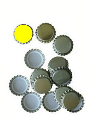 Chapas para botellas de 26 mm, 100 unidades, color amarillo