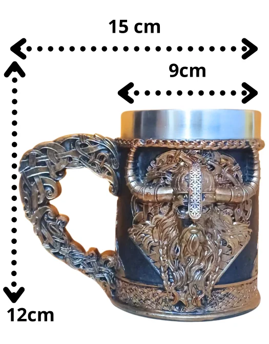 Jarra vikinga con vikingo en relieve